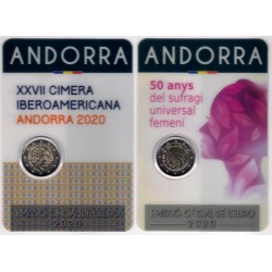 Andorra. 2020. 2 Euro + 2 Euro (SC) Sufragio Femenino y Iberoamericana