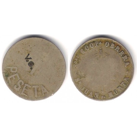 Sdad Cooperativa Obrera. San Juan de Horta. 1 Peseta (RC+)