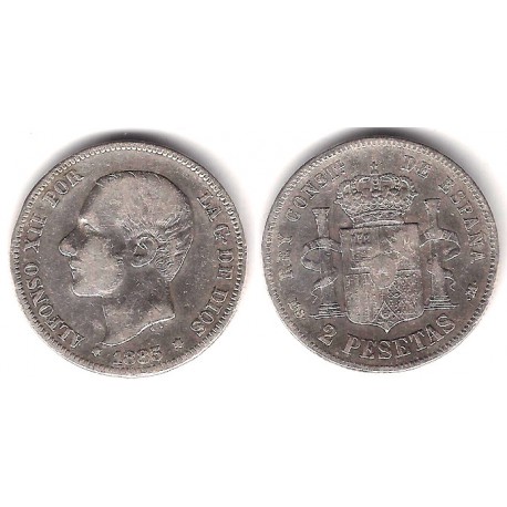 Alfonso XII. 1883*(-----). 2 Pesetas (BC+) (Plata) Ceca de Madrid MS-M