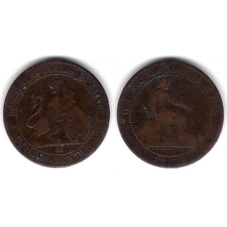 Gobierno Provisional. 1870. 5 Céntimos (BC) Ceca de Barcelona OM