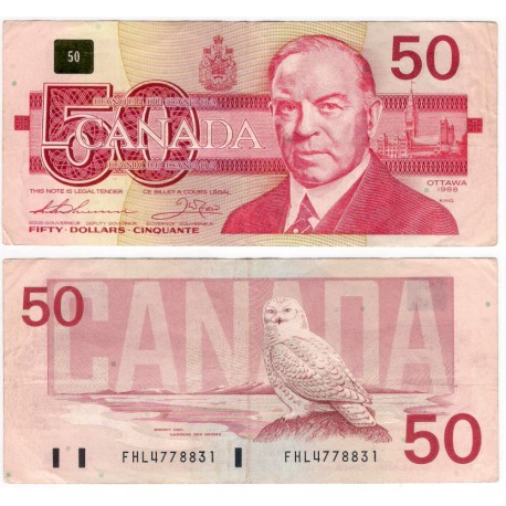 (98a) Canadá. 1988. 50 Dollars (BC)