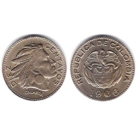(212.2) Colombia. 1966. 10 Centavos (EBC+)