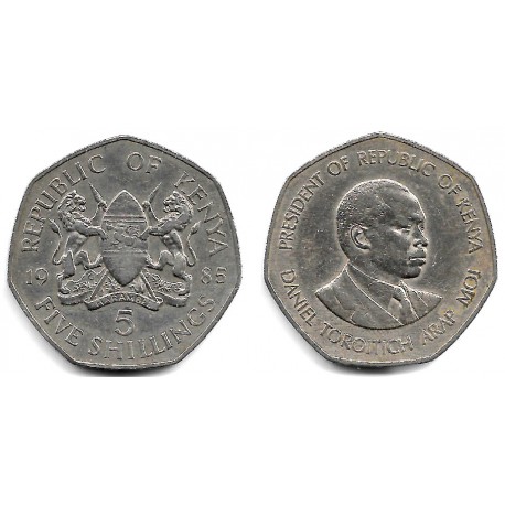 (23) Kenia. 1985. 5 Shillings (BC+)