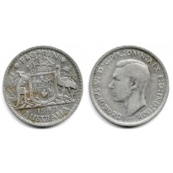 (40a) Australia. 1947. 1 Florin (BC+) (Plata)