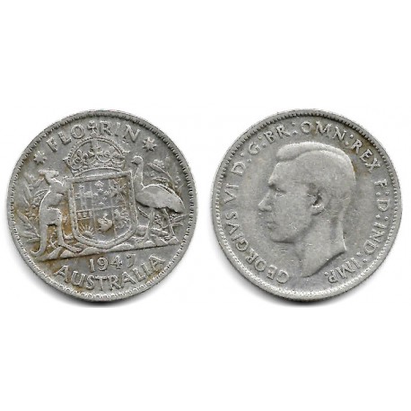 (40a) Australia. 1947. 1 Florin (BC+) (Plata)