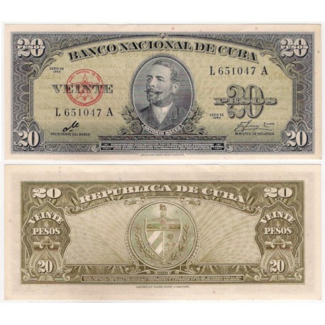 (80c) Cuba. 1960. 20 Pesos (SC) Firma CHÉ