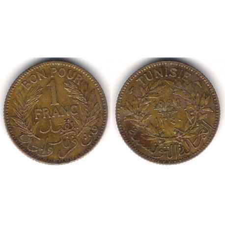 (247) República Tunecina. 1921. 1 Francs (MBC)