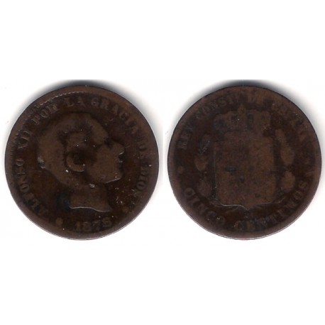 Alfonso XII. 1878. 5 Céntimos (BC-) Ceca de Barcelona OM
