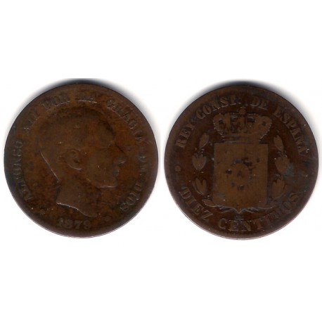 Alfonso XII. 1879. 10 Céntimos (BC-) Ceca de Barcelona OM
