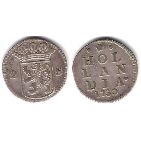 (48a) Países Bajos. 1730. 2 Stuivers (BC+) (Plata)