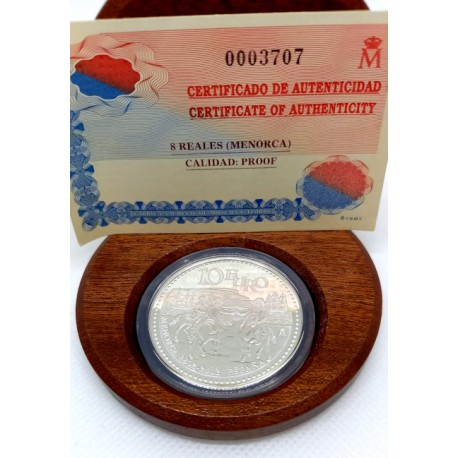 España. 2002. 10 Euro (Proof) (Plata)  Bicentenario Menorca