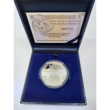 España. 2006. 10 Euro (Proof) (Plata) 20 Aniversario Adhesion España y Portugal a la UE
