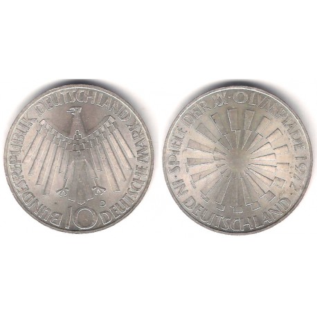 (134) Alemania. 1972(D). 10 Mark (SC) (Plata)