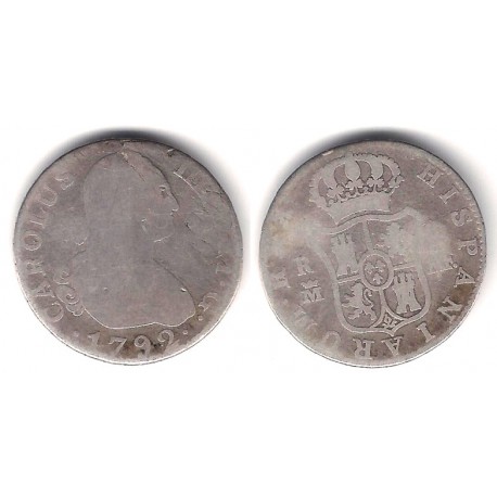 Carlos IV. 1792. 2 Reales (BC-) (Plata) Ceca de Madrid MF