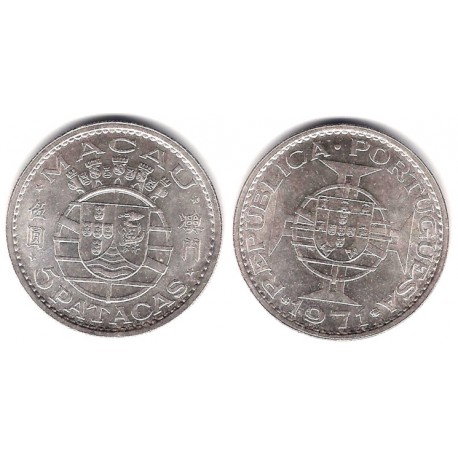 (5a) Macao. 1971. 5 Patacas (SC) (Plata)