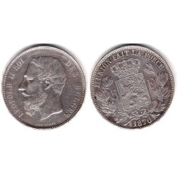 (24) Bélgica. 1870. 5 Francs (MBC) (Plata)