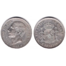 Alfonso XII. 1882*(18-82). 5 Pesetas (MBC) (Plata) Ceca de Madrid MS-M