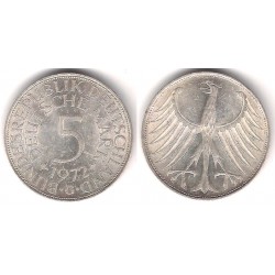 (112.1) Alemania. 1972(G). 5 Mark (MBC) (Plata)