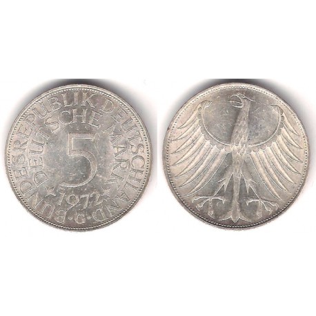 (112.1) Alemania. 1972(G). 5 Mark (MBC) (Plata)