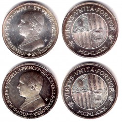 Andorra. 1980. Emisió Oficial Ordinaria (SC) (Plata) 2 Piezas. Leyenda en Catalán y en Latín