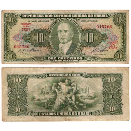 (159e) Brasil. 1953-60. 10 Cruzeiros (BC+)