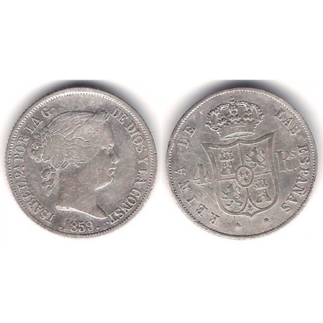Isabel II. 1859. 4 Reales (MBC-) (Plata) Ceca de Barcelona