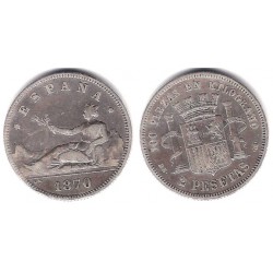 Gobierno Provisional. 1870*(18-73). 2 Pesetas (MBC-) (Plata) Ceca de Madrid DE-M