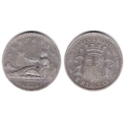 Gobierno Provisional. 1870*(18-74). 2 Pesetas (MBC-) (Plata) Ceca de Madrid DE-M