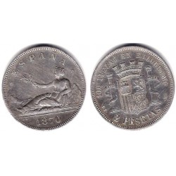 Gobierno Provisional. 1870*(18-74). 2 Pesetas (MBC) (Plata) Ceca de Madrid DE-M