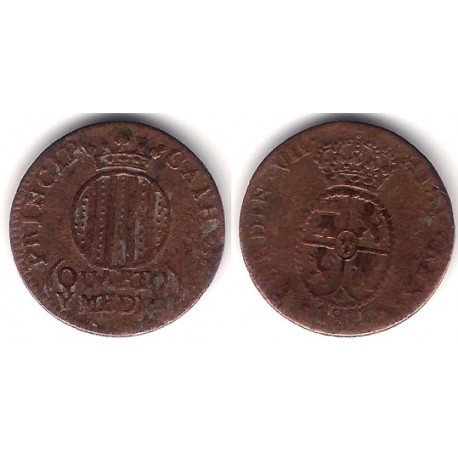 Fernando VII. 1811. Cuarto y Medio (MBC-) Ceca de Cataluña