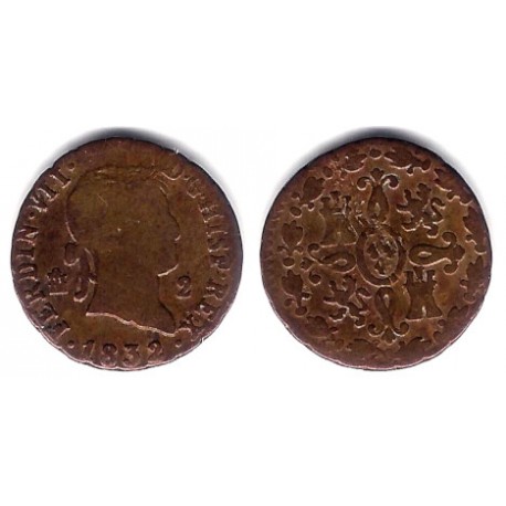 Fernando VII. 1832. 2 Maravedi (BC) Ceca de Segovia