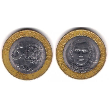 (89) República Dominicana. 2002. 5 Pesos (BC+)
