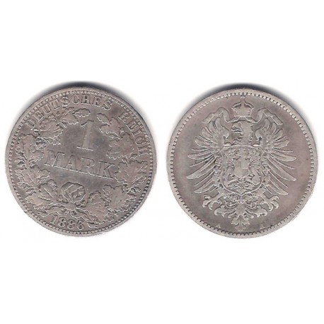 (7) Imperio Alemán. 1886(A). 1 Mark (MBC) (Plata)