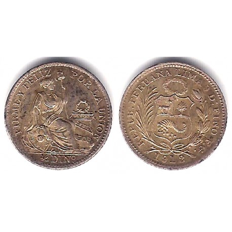 (206.2) Perú. 1912. ½ Dinero (EBC) (Plata)