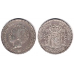 Alfonso XIII. 1893*(-----). 5 Pesetas (BC+) (Plata) Ceca de Madrid PG-V