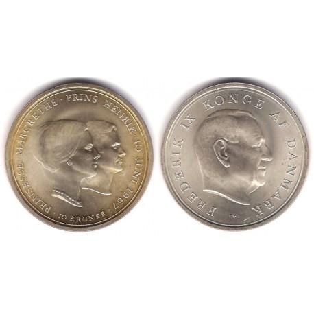 (856) Dinamarca. 1967. 10 Kroner (SC) (Plata)