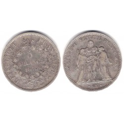 (820.1) Francia. 1875. 5 Francs (MBC-) (Plata)