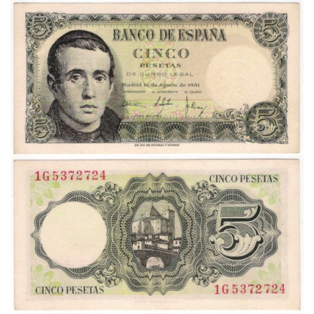 Estado Español. 1951. 5 Pesetas (SC) Serie 1G