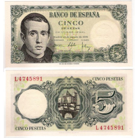 Estado Español. 1951. 5 Pesetas (SC) Serie L