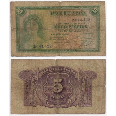 España. 1935. 5 Pesetas (RC) Sin Serie