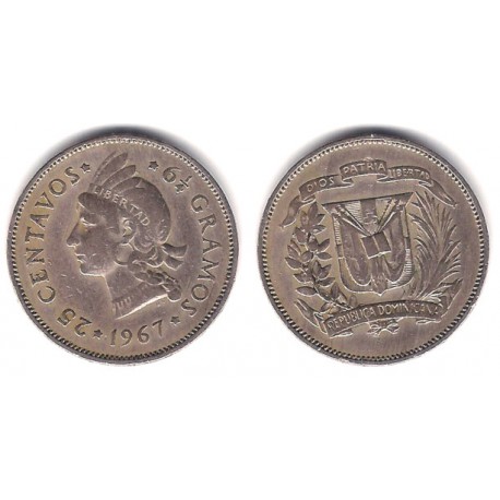(20a.1) República Dominicana. 1967. 25 Centavos (MBC-)
