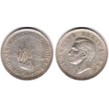 (41) Sudáfrica. 1952. 5 Shillings (MBC) (Plata)