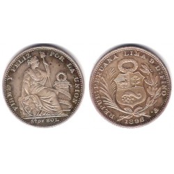 (205.2) Perú. 1896. 1/5 Sol (EBC+) (Plata)
