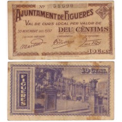 Figueres. 1937. 10 Céntimos (BC+) Manchas