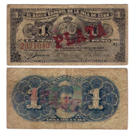 Cuba Colonial. 1896. 1 Peso (BC-) PLATA