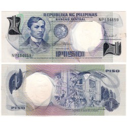 (142b) Filipinas. 1969. 1 Piso (EBC+) Mancha de Adhesivo