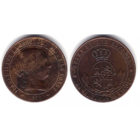 Isabel II. 1868. 2½ Céntimos de Escudo (MBC) Ceca de Barcelona OM