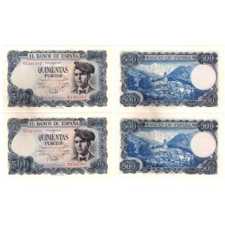 Estado Español. 1971. 500 Pesetas (SC) Serie S. Pareja Correlativa