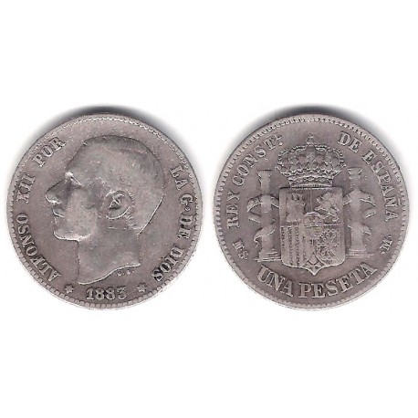 Alfonso XII. 1883*(---83). 1 Peseta (BC+) (Plata)