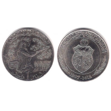 (347) República Tunecina. 1997. 1 Dinar (SC)